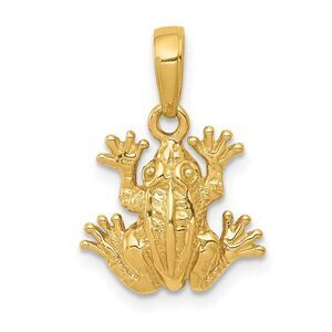 14k Yellow Gold 2D Frog Pendant, 13mm